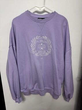 POPFLEX Purple Active Club Cloud Crewneck Sweatshirt with Embroidered Crest